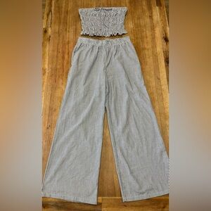 Good Luck Gem Women's Striped Pantsuit in Black and White